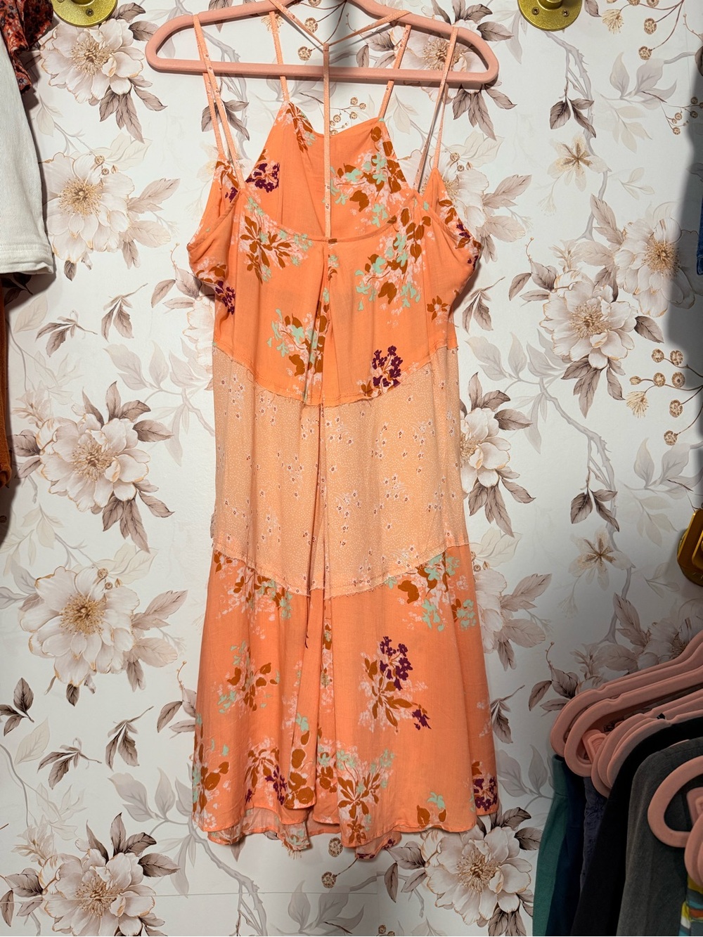 Free People Intimately Floral Tiered Spaghetti-Strap Midi Dress in Peach - Picture 5 of 6
